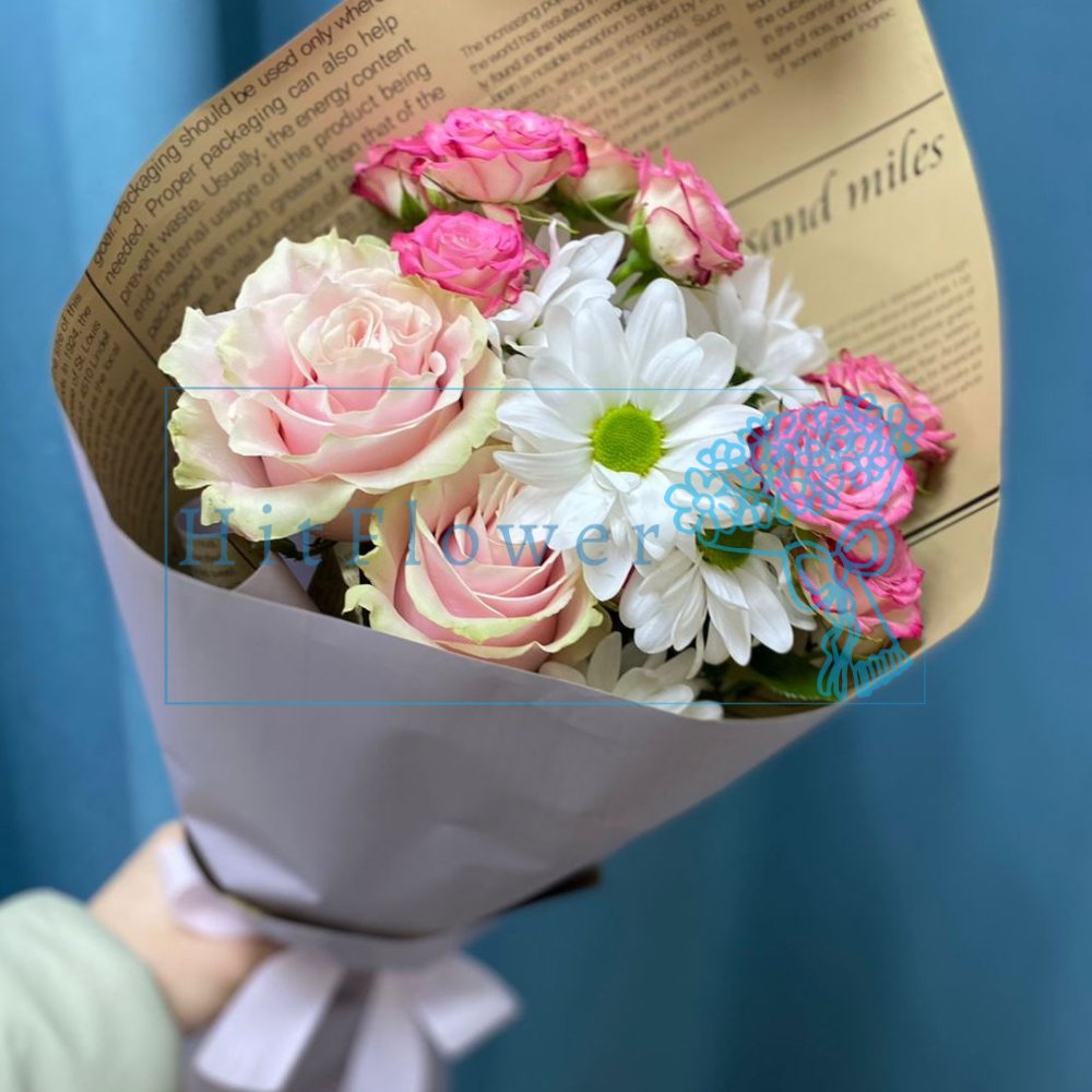 Букет цветов из: Розы и Хризантемы